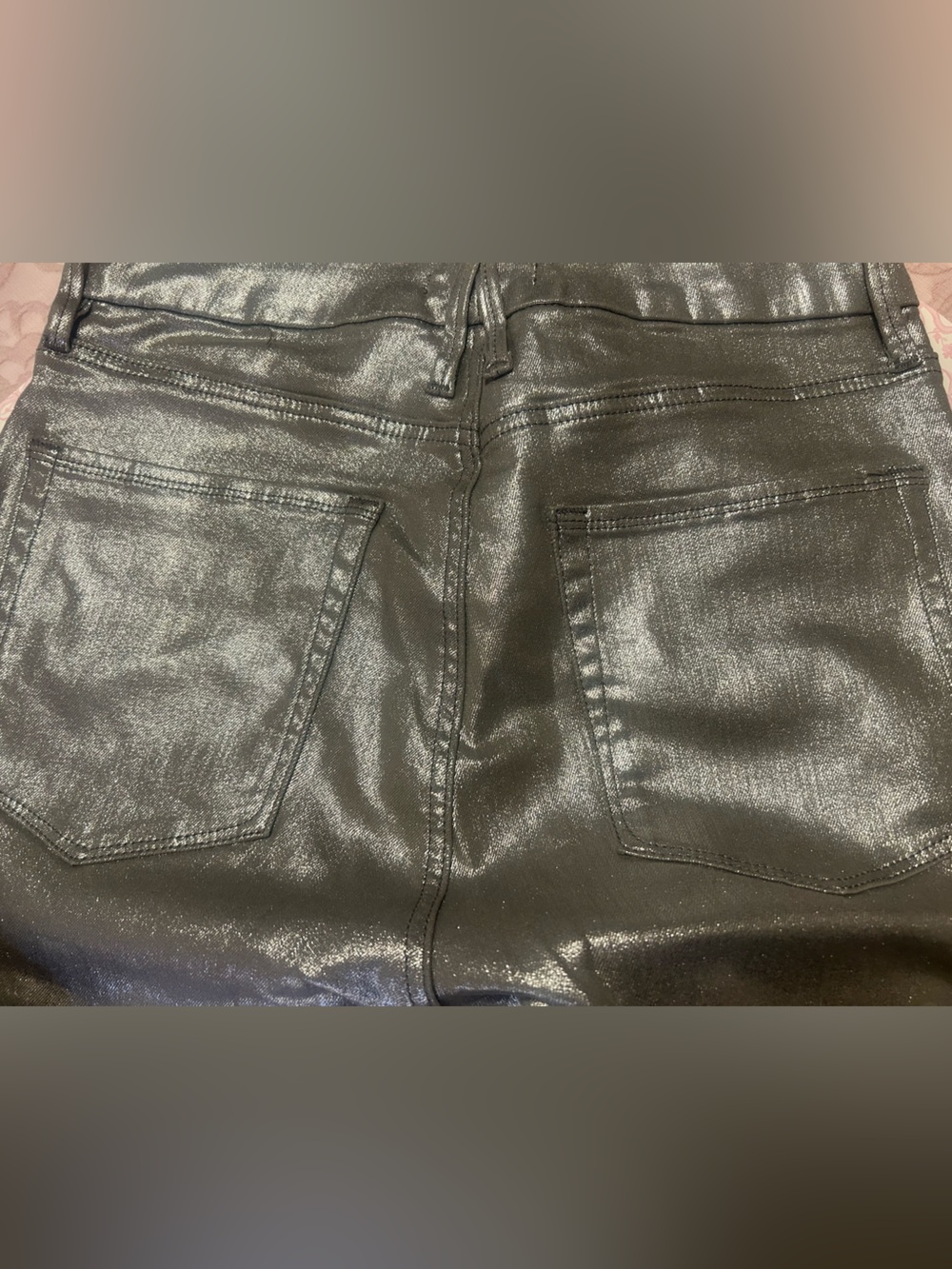 Good American Good Waist Silver metallic Skinny Jeans for Women NWT size 14 - Picture 3 of 5